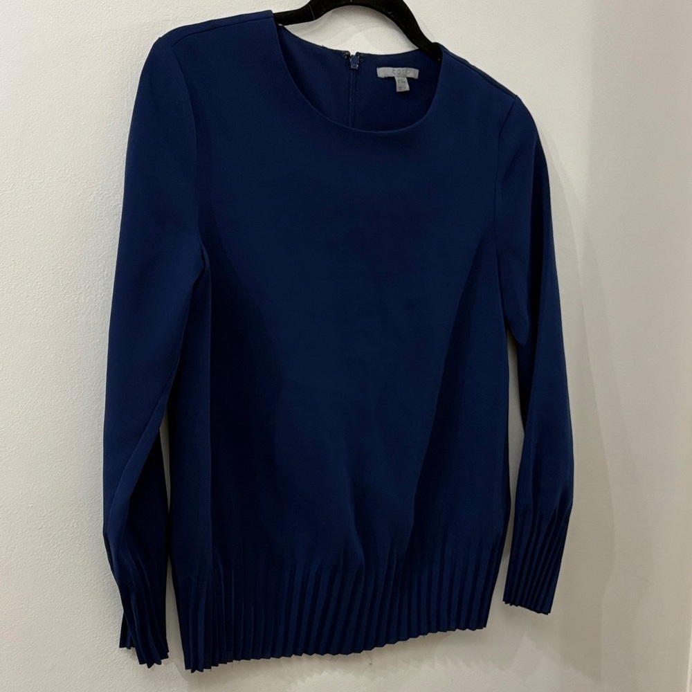 COS Classic blue women’s blouse - size 32 ( XS/s) - pleated detail